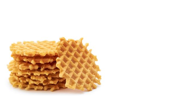 homemade crisp Waffle. isolated on white background. copy space, template - Фото, изображение