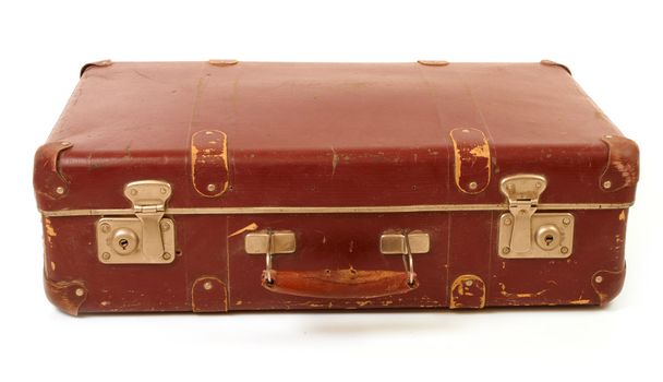 Old brown suitcase - Фото, изображение