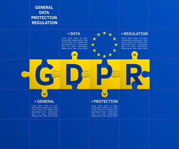 General Data Protection Regulation. Letters on puzzle pieces connected together. Concept illustration. Vector. - Vector, Image