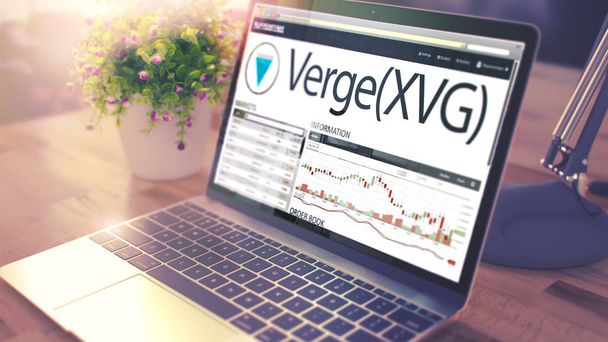 The Dynamics of Cost of VERGE on theLaptop Screen. Cryptocurrenc - Photo, Image