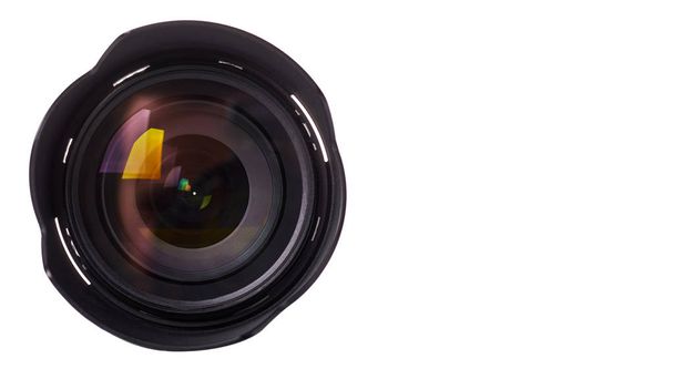 black camera lens isolated on white background. copy space, template - Photo, Image