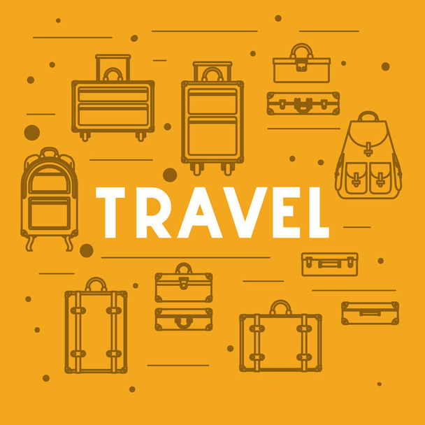 set suitcases styles icons - Vector, Image