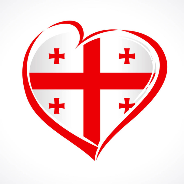 ジョージア、心臓の形の紋章の愛。独立記念日。パンフレット、ポスター、ロゴ、サイン、要素に使用します。ジョージアの旗のベクトル アイコン - ベクター画像