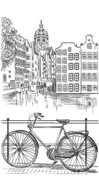 ποδήλατο στο Αμστερνταμ - Διάνυσμα, εικόνα
