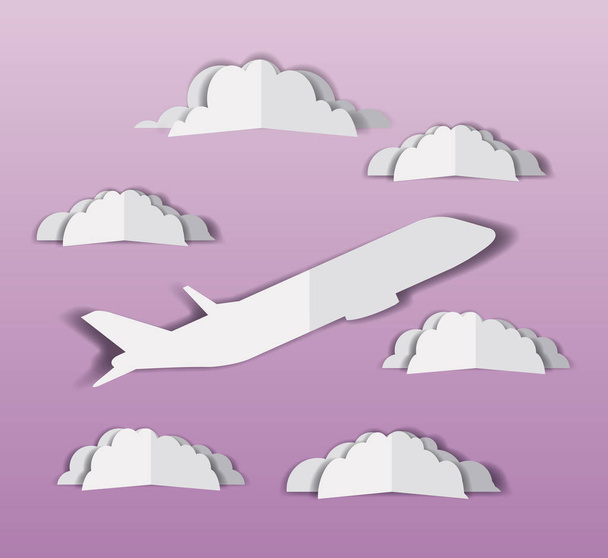avión volando con cloudscape
 - Vector, Imagen