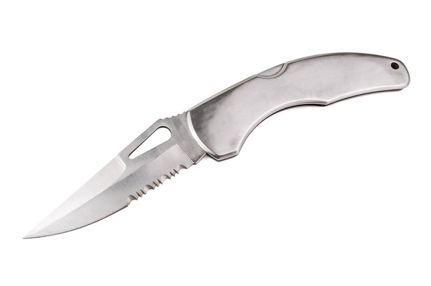 срібний мисливський ніж на білому
 - Фото, зображення