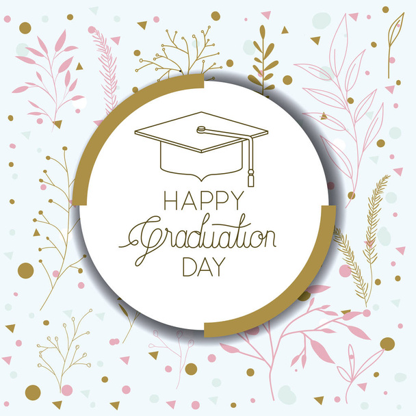 graduating lettering card with hat graduation - Vector, Image