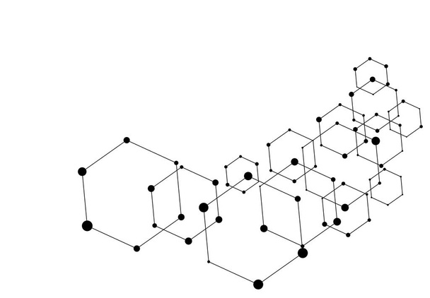 εξάγωνο συνδεδεμένο τελείες φόντο, αφηρημένη μόριο ταπετσαρία - Διάνυσμα, εικόνα