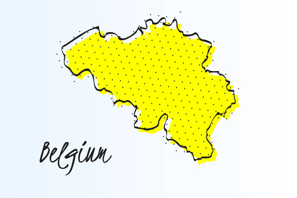 Landkarte von Belgien, halbtoniger abstrakter Hintergrund. gezeichnete Grenze und gelbe Farbe - Vektor, Bild