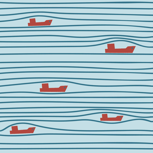 Seamless pattern with boats - Vektor, obrázek