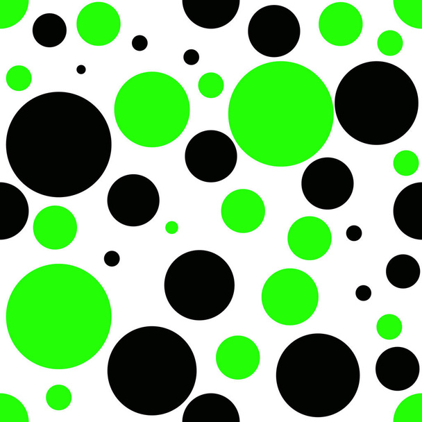 Green and black dot, seamless pattern, textile texture, wallpaper and background .Vector illustration. - Vector, Image