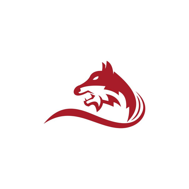 Vlk logo, design loga kojot s červenou barvou. - Vektor, obrázek