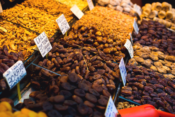 The famous oriental market. Typical dates in Istambul, Turkey - Photo, Image
