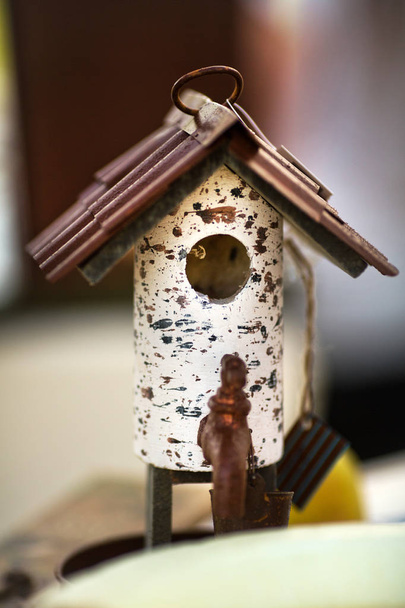 closeup view of an hand-made bird house - Photo, Image