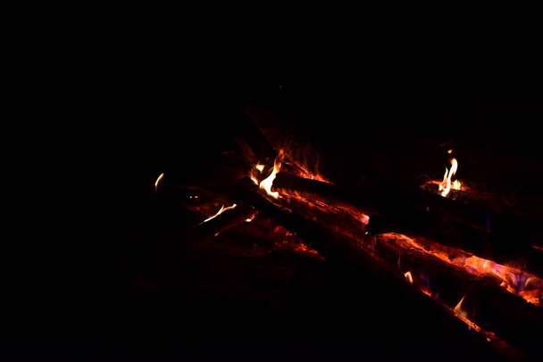 The fire burned in the middle of the forest. - Photo, Image