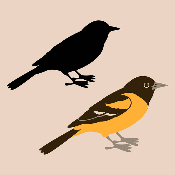 鳥オリオール ベクトル図フラット スタイル シルエット - ベクター画像