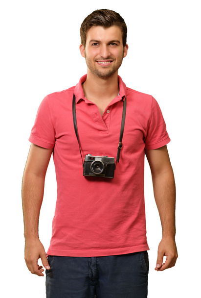 portret mężczyzny noszenia aparatu - Zdjęcie, obraz