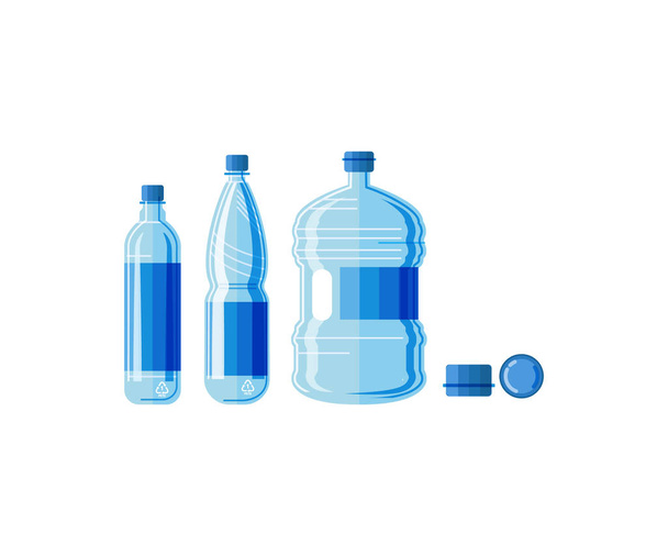 Plastic water  bottle set isolated  - Vektor, Bild