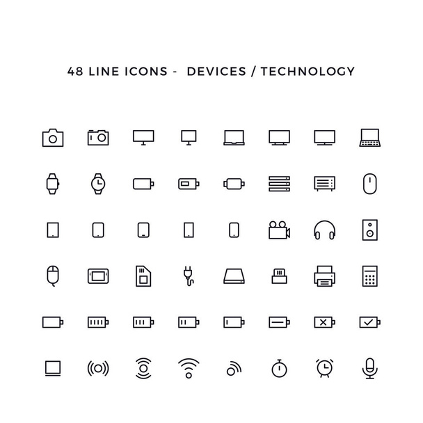 Σύνολο των συσκευών και της τεχνολογίας ανυσματικά εικονίδια γραμμής - Διάνυσμα, εικόνα