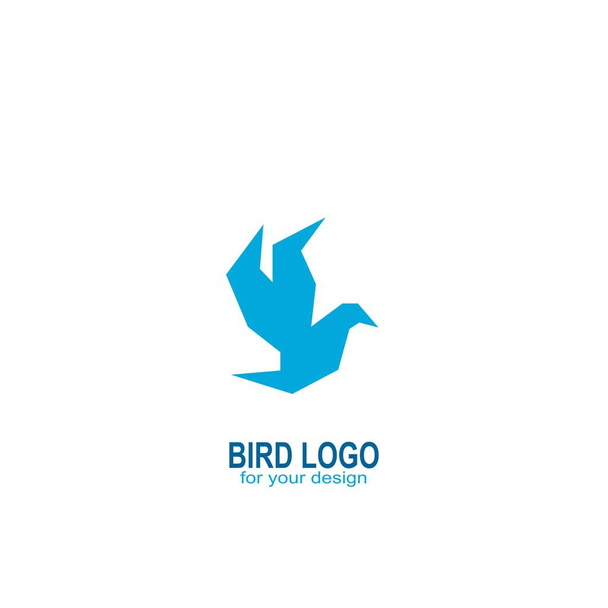 飛行鳥のロゴ ベクトル、ベクトルのアイコンを青い色で折り紙シルエット デザイン. - ベクター画像