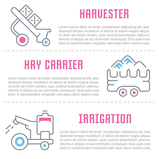Site Banner and Landing Page of Farm Machinery
. - Vetor, Imagem