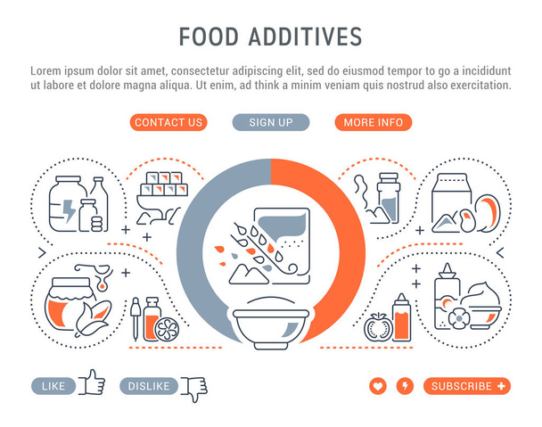 Website Banner and Landing Page of Food Additives. - Vector, Image