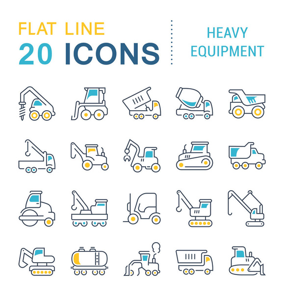 Definir ícones de linha de vetores de equipamentos pesados
. - Vetor, Imagem