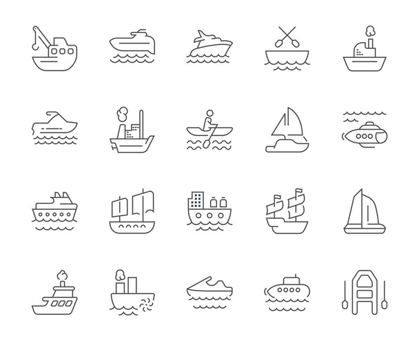 Conjunto de ícones simples de transporte marítimo
. - Vetor, Imagem