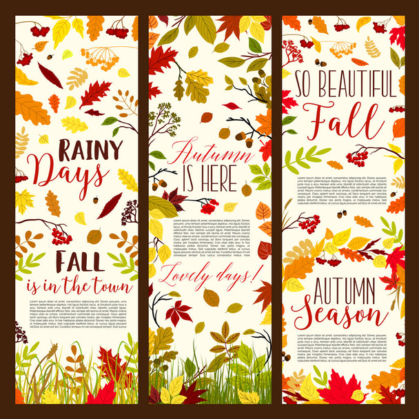 Autumn or fall seasonal vector banners set - Vector, Image