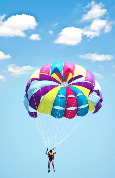 Multi coloured parachute over the sky - Φωτογραφία, εικόνα