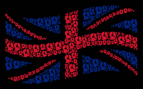 Waving United Kingdom Flag Mosaic of Operator Items - Vektor, kép