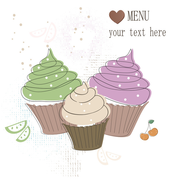Cupcakes card - Vetor, Imagem