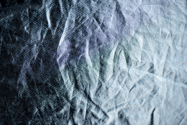 Mavi buruşuk kumaş arka plan tam kare - Fotoğraf, Görsel