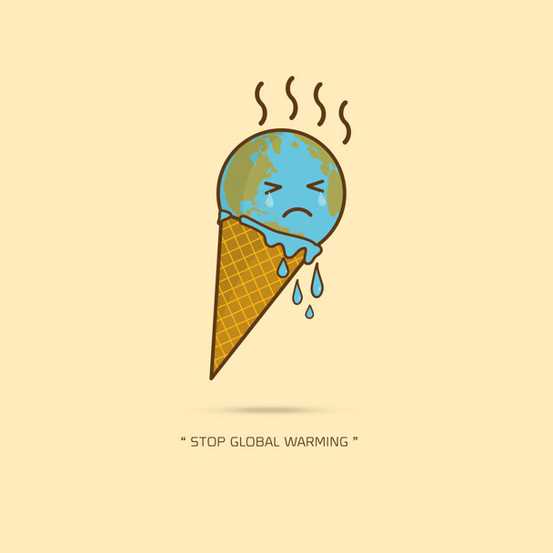 Earth Cream Cone Save The Planet - Vector, Image