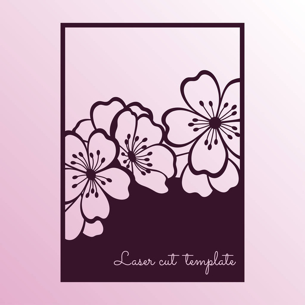 Cherry or sakura branch blossoms. Laser cutting template. - Vector, Image