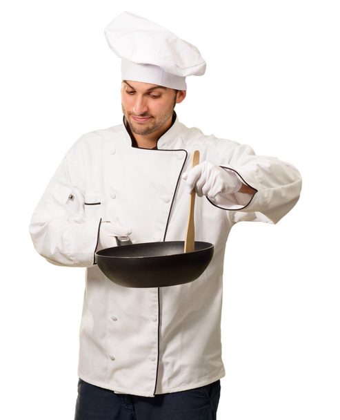 maschio chef agitazione in pan
 - Foto, immagini