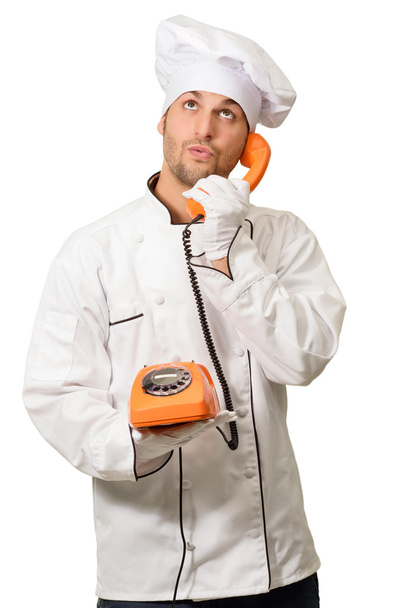 Male Chef Talking On Phone - Photo, Image