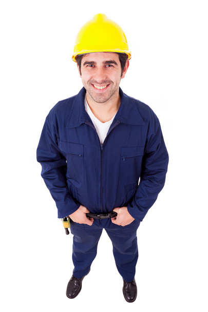 Smiling worker full lenght, isolated on white - Photo, Image