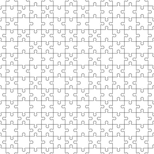 Jigsaw Seamless Pattern with white puzzle pieces - Vector, Image