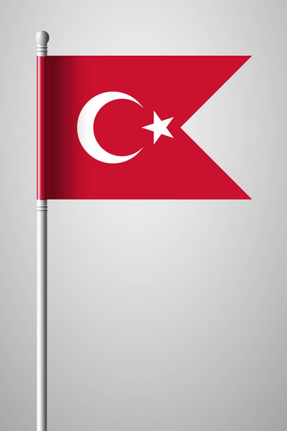 Drapeau de Turquie. Drapeau national sur Flagpole. Illustration isolée
 - Vecteur, image