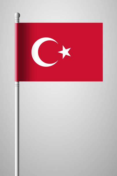 Σημαία της Τουρκίας. Εθνική σημαία στο κοντάρι της σημαίας. Απομονωμένη εικονογράφηση - Διάνυσμα, εικόνα