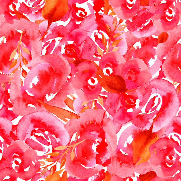 Watercolor Floral Repeat Pattern. Can be used as a Print for Fabric, Background for Wedding Invitation - 写真・画像