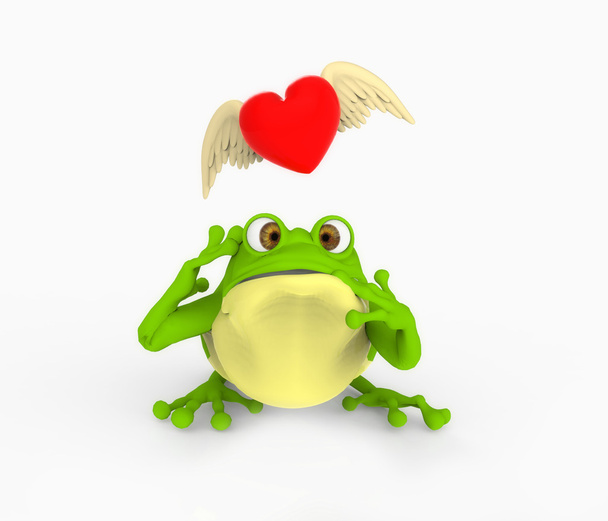 Frog with Heart in Hand - Photo, Image