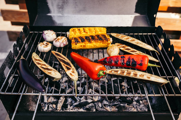 Summer seasonal vegetables grilled for outdoors barbecue - Photo, Image