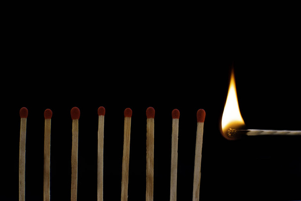 Matches with black background. - Photo, Image