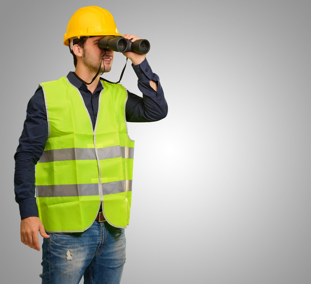 Architect Man Looking Through Binoculars - Foto, imagen
