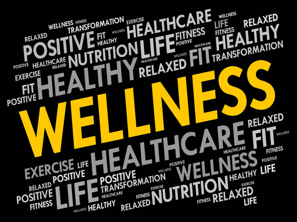 WELLNESS word cloud collage - Vector, Image