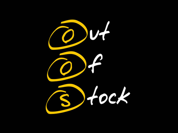 Oos - Out Of Stock, skrót - Wektor, obraz