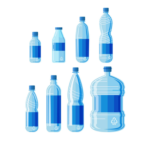 Plastic bottles set on white background.  - Vector, Image