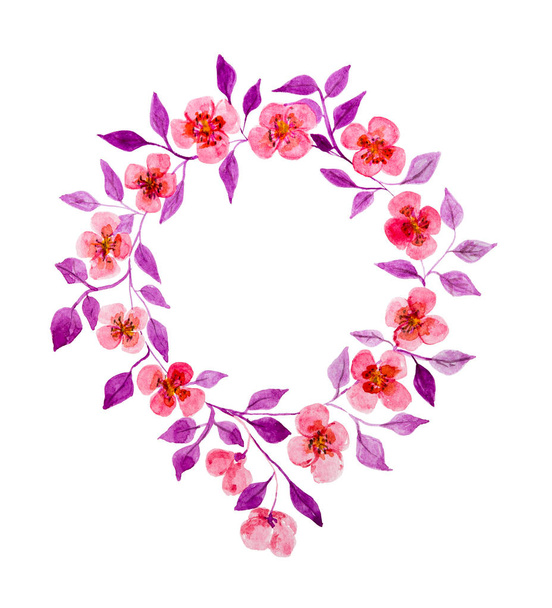 Floral Wreath In Watercolor - Photo, Image